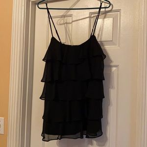 Black Ruffled Tank Top